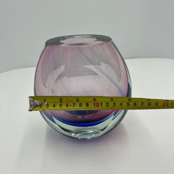 Sommerso Art Decorative Glass Vase Murano Style Ombre Purple/Blue 7"x6" - Picture 10 of 10
